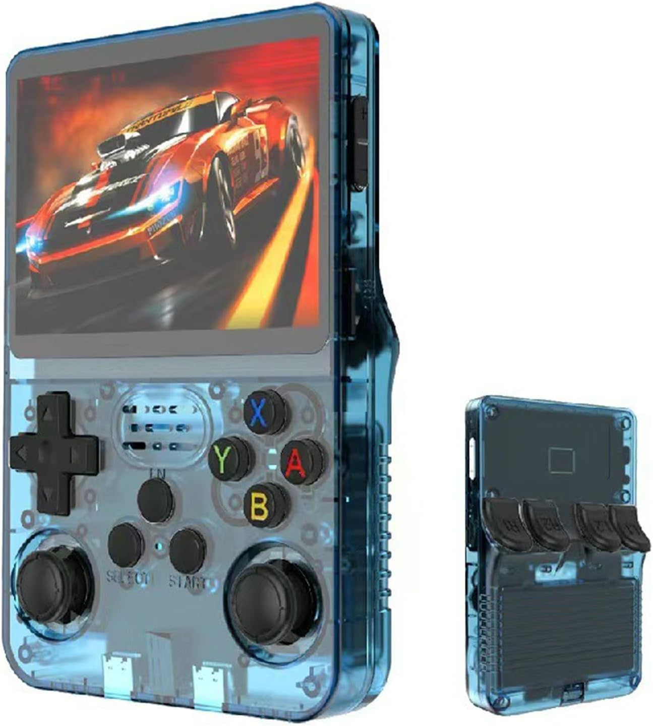 R36S Console de jeu rétro, écran IPS de 3,5", carte TF de 64 Go avec plus de 10 000 jeux préchargés, appareil de jeu portable Linux OS (bleu lac)