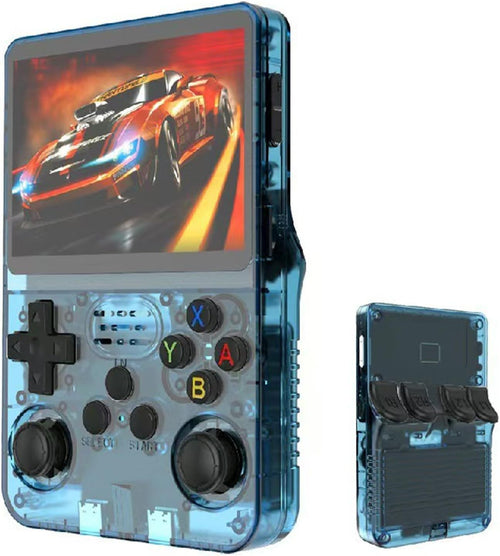R36S Console de jeu rétro, écran IPS de 3,5", carte TF de 64 Go avec plus de 10 000 jeux préchargés, appareil de jeu portable Linux OS (bleu lac)