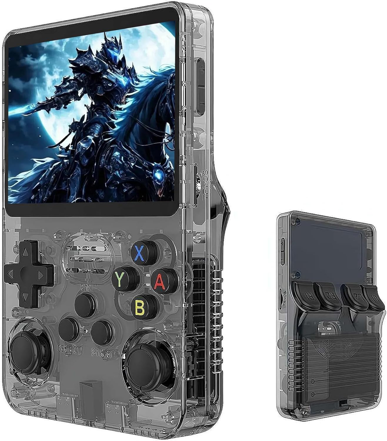 R36S Console de jeu rétro, écran IPS de 3,5", carte TF de 64 Go avec plus de 10 000 jeux préchargés, appareil de jeu portable Linux OS (noir)