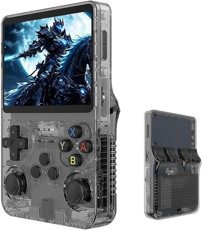 R36S Console de jeu rétro, écran IPS de 3,5", carte TF de 64 Go avec plus de 10 000 jeux préchargés, appareil de jeu portable Linux OS (noir)