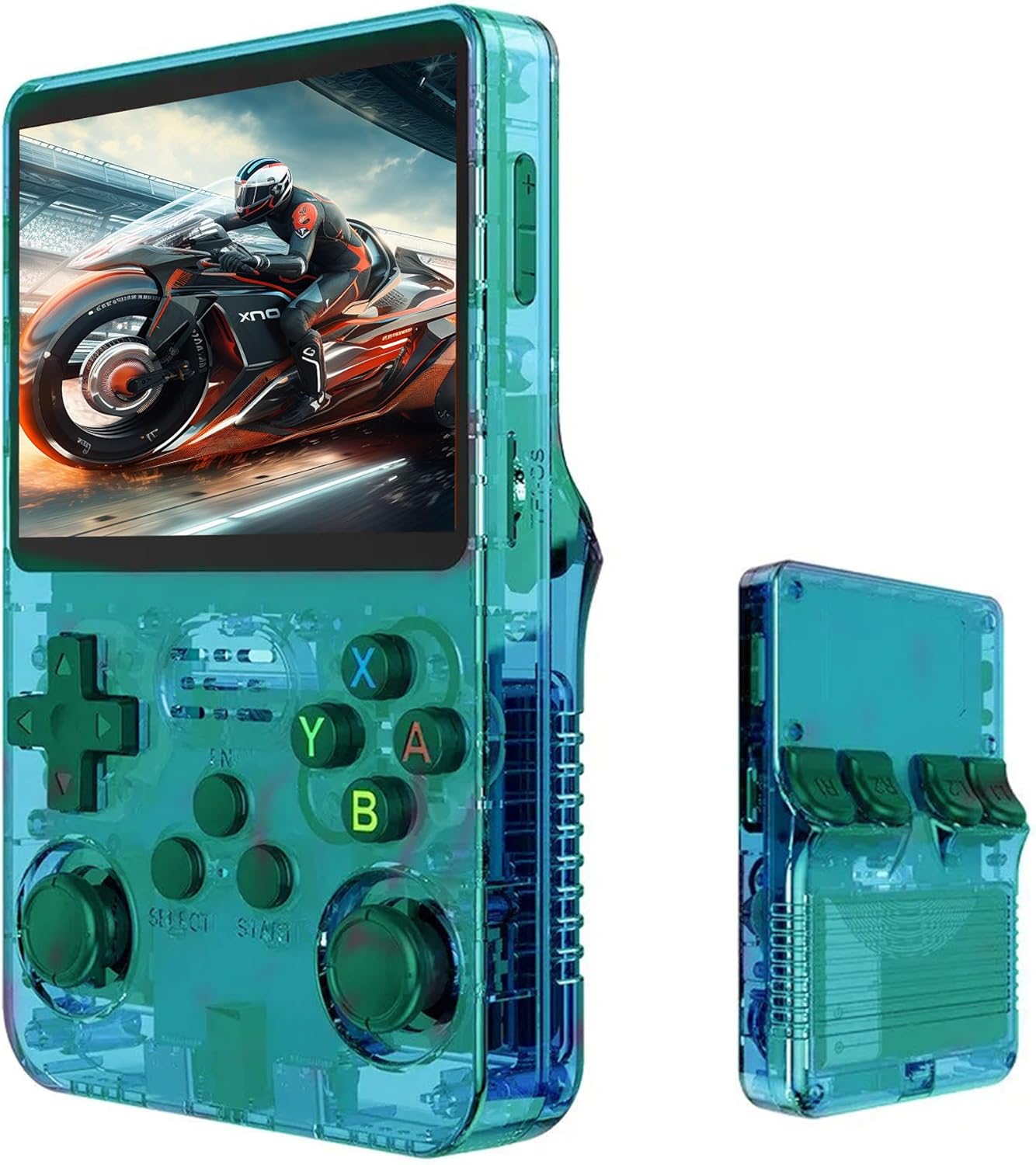 R36S Console de jeu rétro, écran IPS de 3,5", carte TF de 64 Go avec plus de 10 000 jeux préchargés, appareil de jeu portable Linux OS (vert)