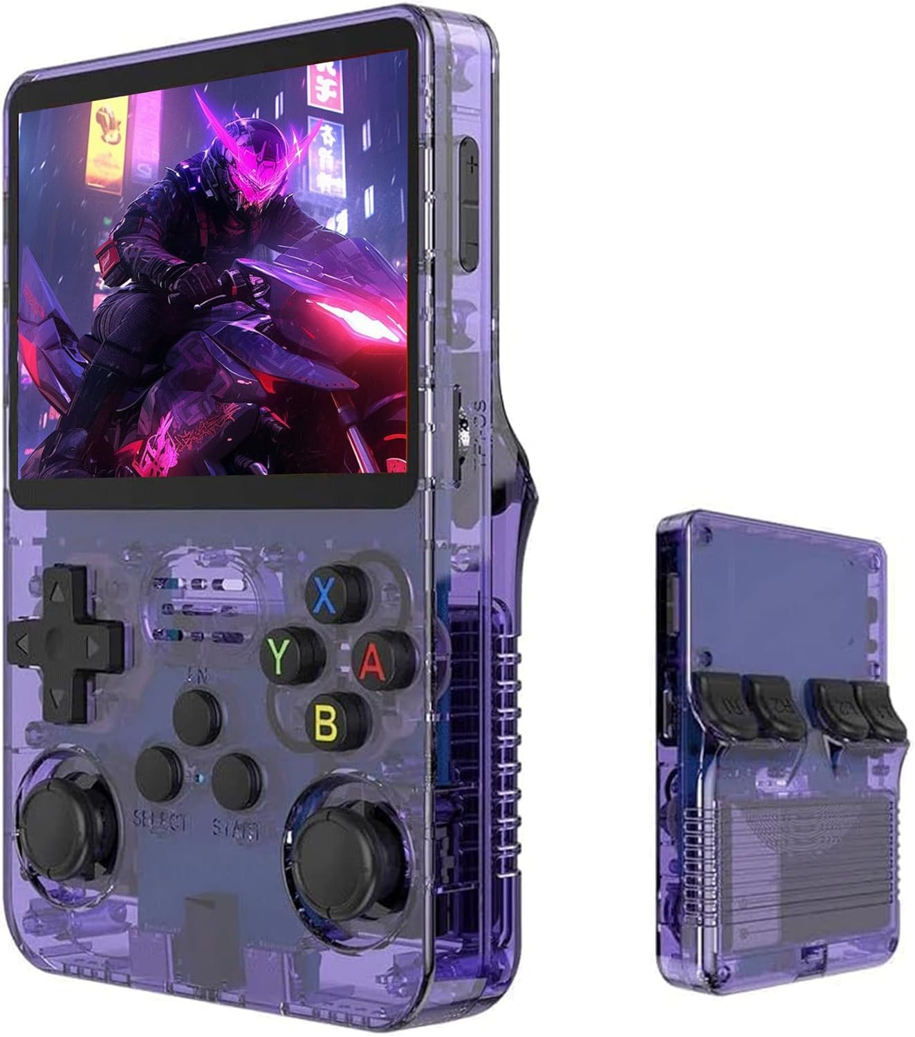 Werwing R36S Console de jeu rétro, écran IPS de 3,5", carte TF de 64 Go avec plus de 10 000 jeux préchargés, appareil de jeu portable Linux OS (violet)